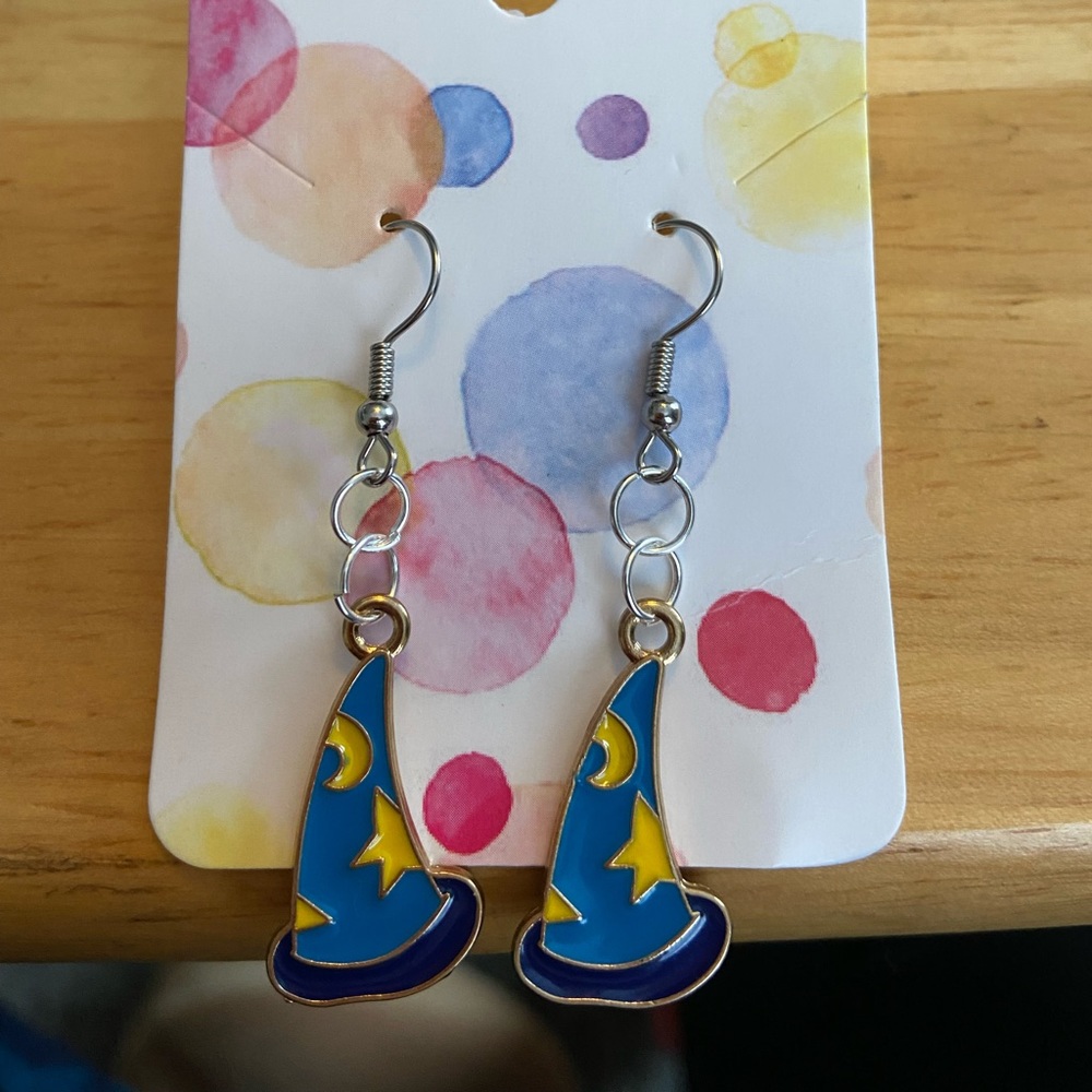 Wizard hat earrings sterling silver